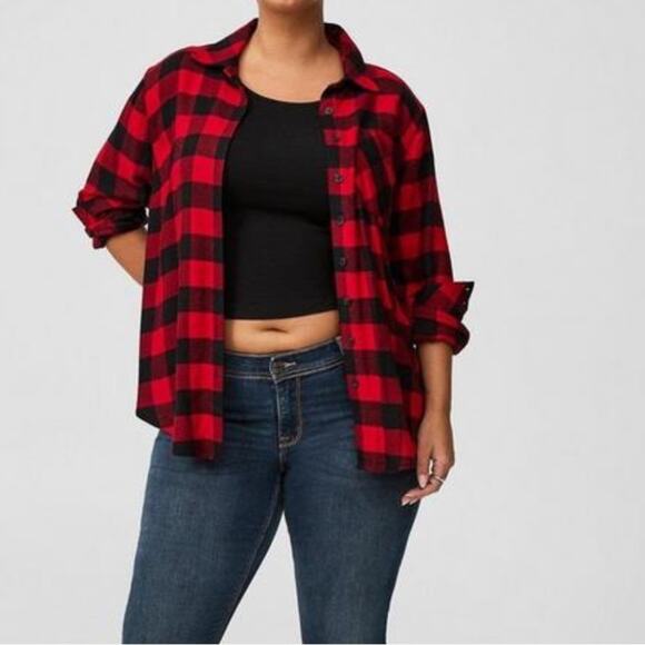 Torrid Lizzie Softest Flannel Button-Down Long Sleeve Shirt Size 0/Large - Picture 1 of 10
